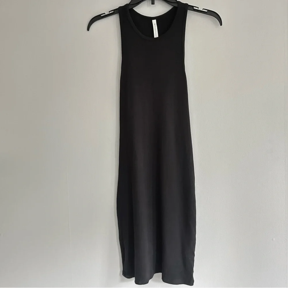 BABATON Black Ribbed Mini Dress Parisian Minimalist Travel Capsule Easy Basic M